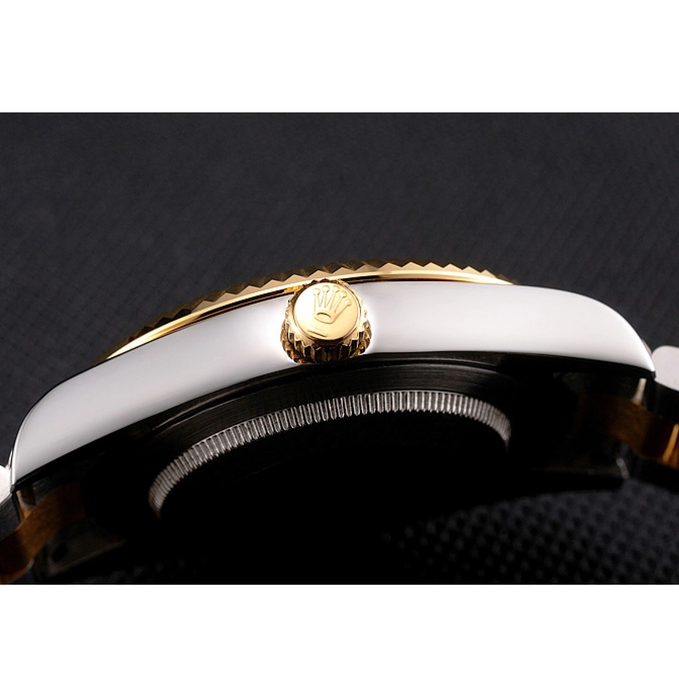 Aaa replica watch Rolex White Two Gold Tone Case Swiss Stainless Steel Bezel Bracelet Datejust Gold Dial 0806